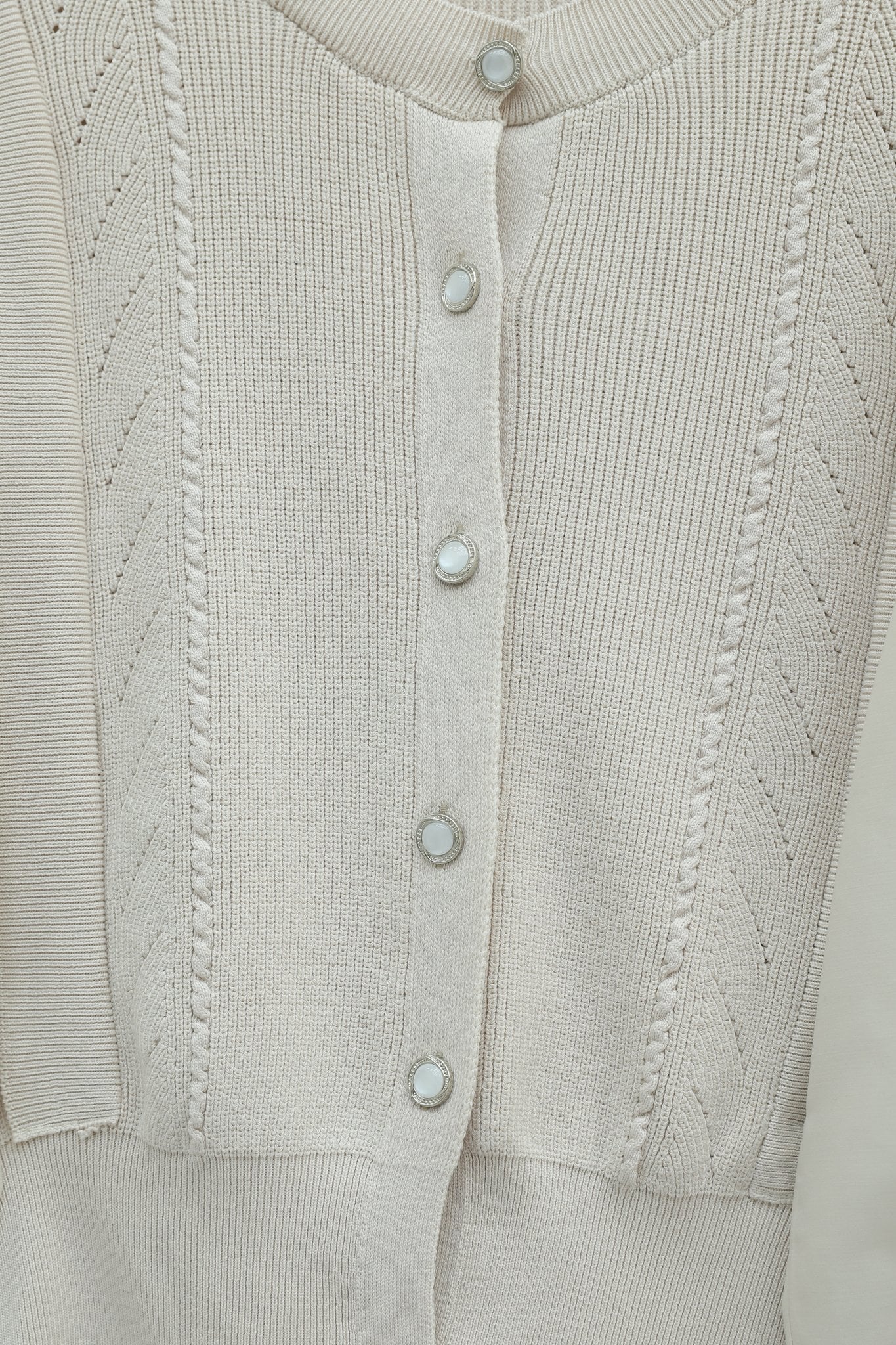 Poplin Sleeve Detail Buttoned Knit Cardigan - Stone - Podyumplus - by Peralane - photo 8