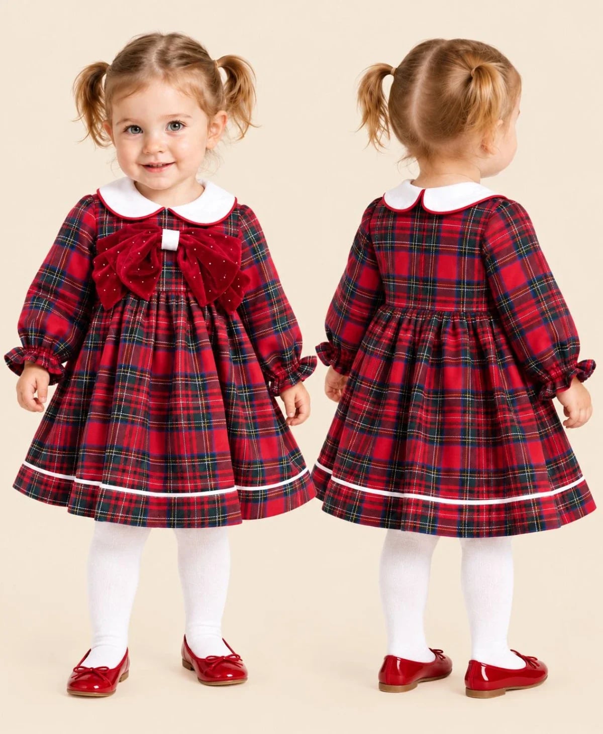 New Year/Christmas Plaid Dress - 6604 - Interkidsy - by Peralane