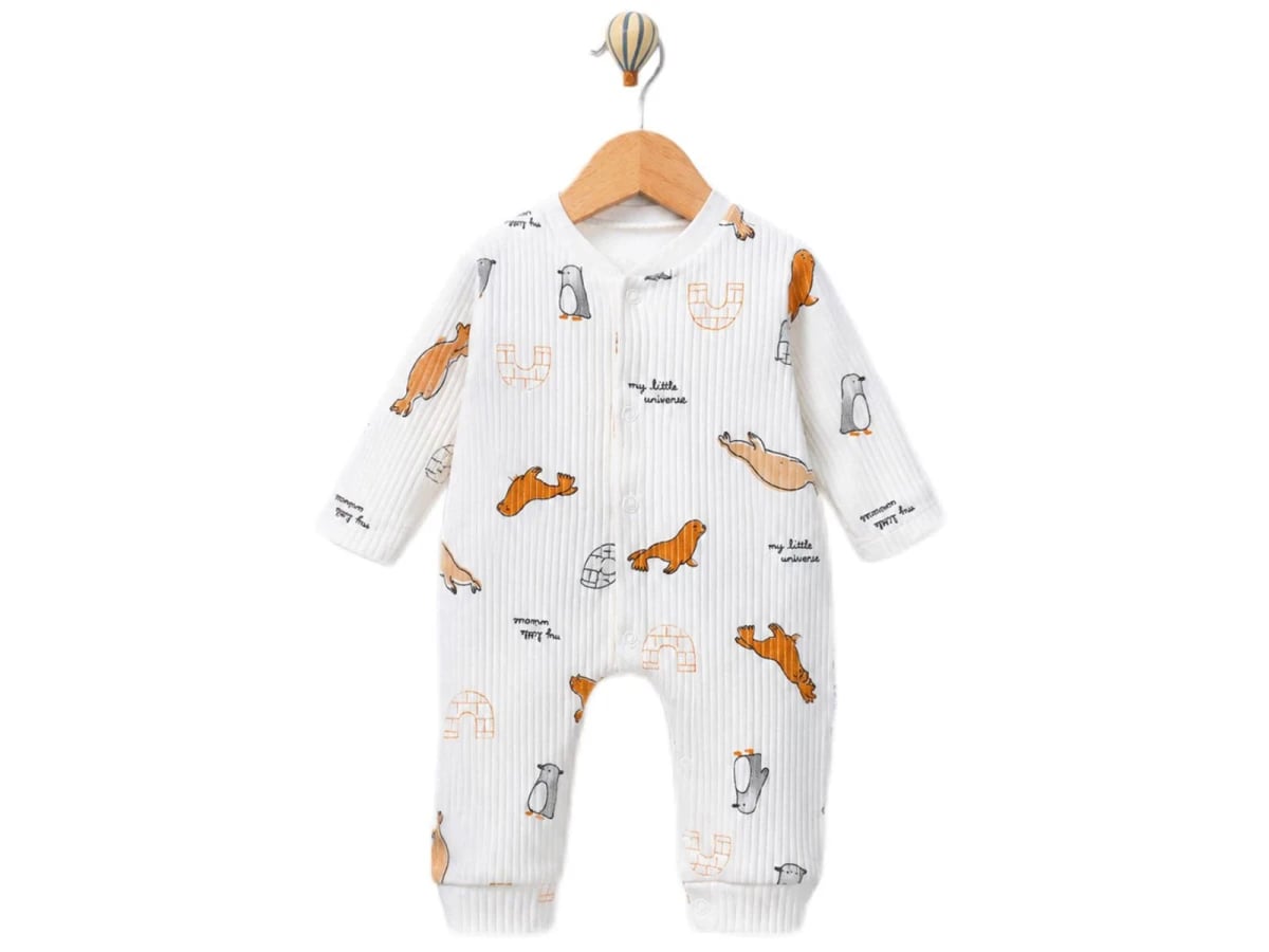 Boys Baby Romper with Penguin and Seal Print - Orange | Pack of 3 - Supermini - by Peralane