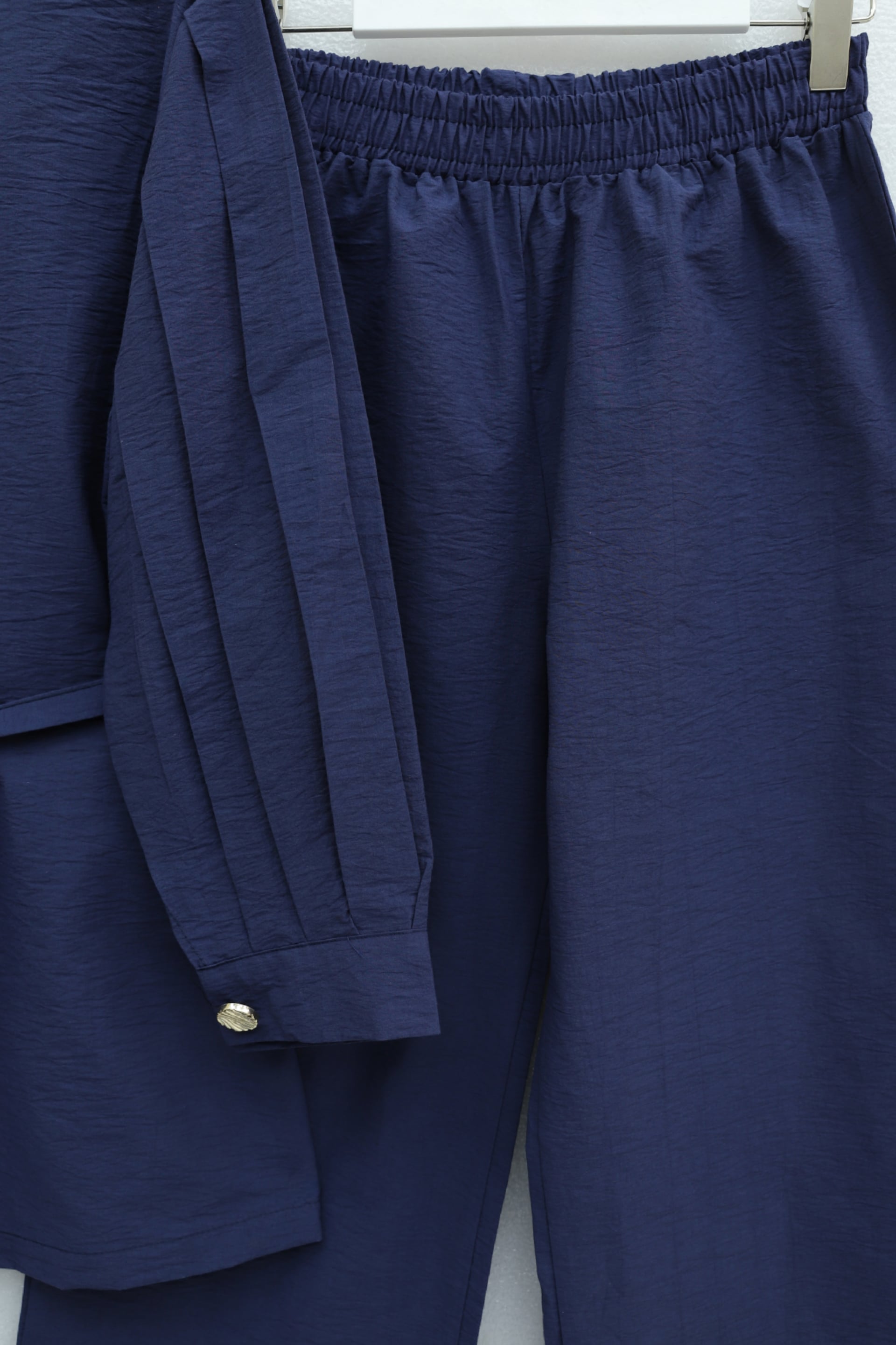 Navy Blue Watermelon Sleeve Belted Tunic and Wide-Leg Trousers Two-Piece Set - Podyumplus - by Peralane - photo 6