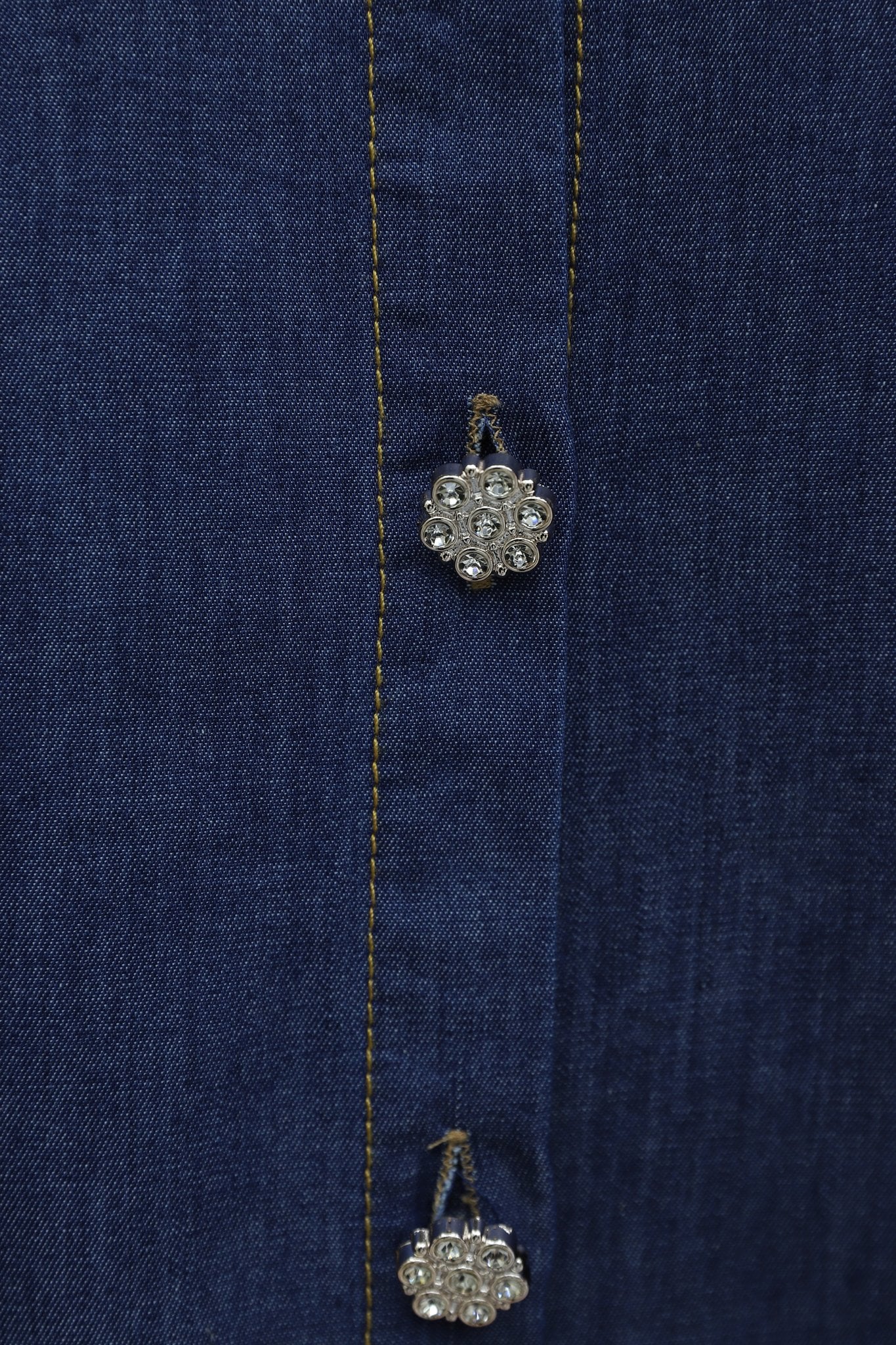 Indigo Tencel Denim Two-Piece Set with Brooch and Stone Details for Women - Podyumplus - by Peralane - photo 7