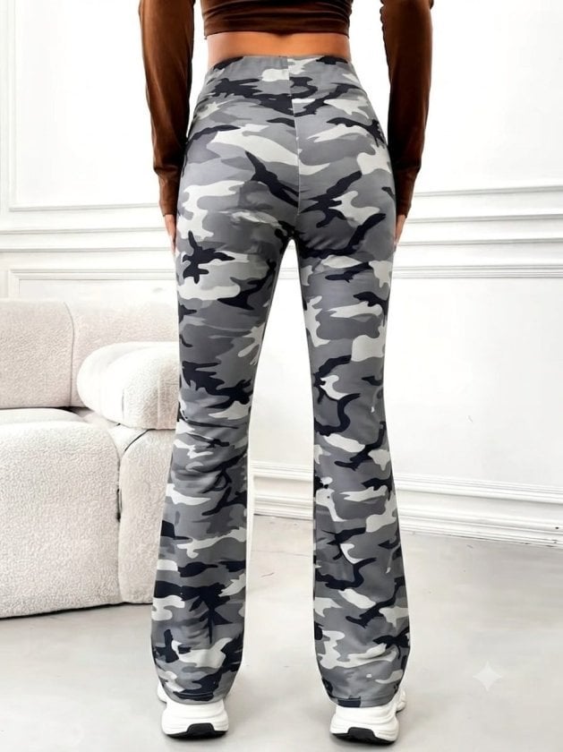 Women's High Waist Drawstring Flared Camouflage Leggings - Janes - by Peralane - photo 2
