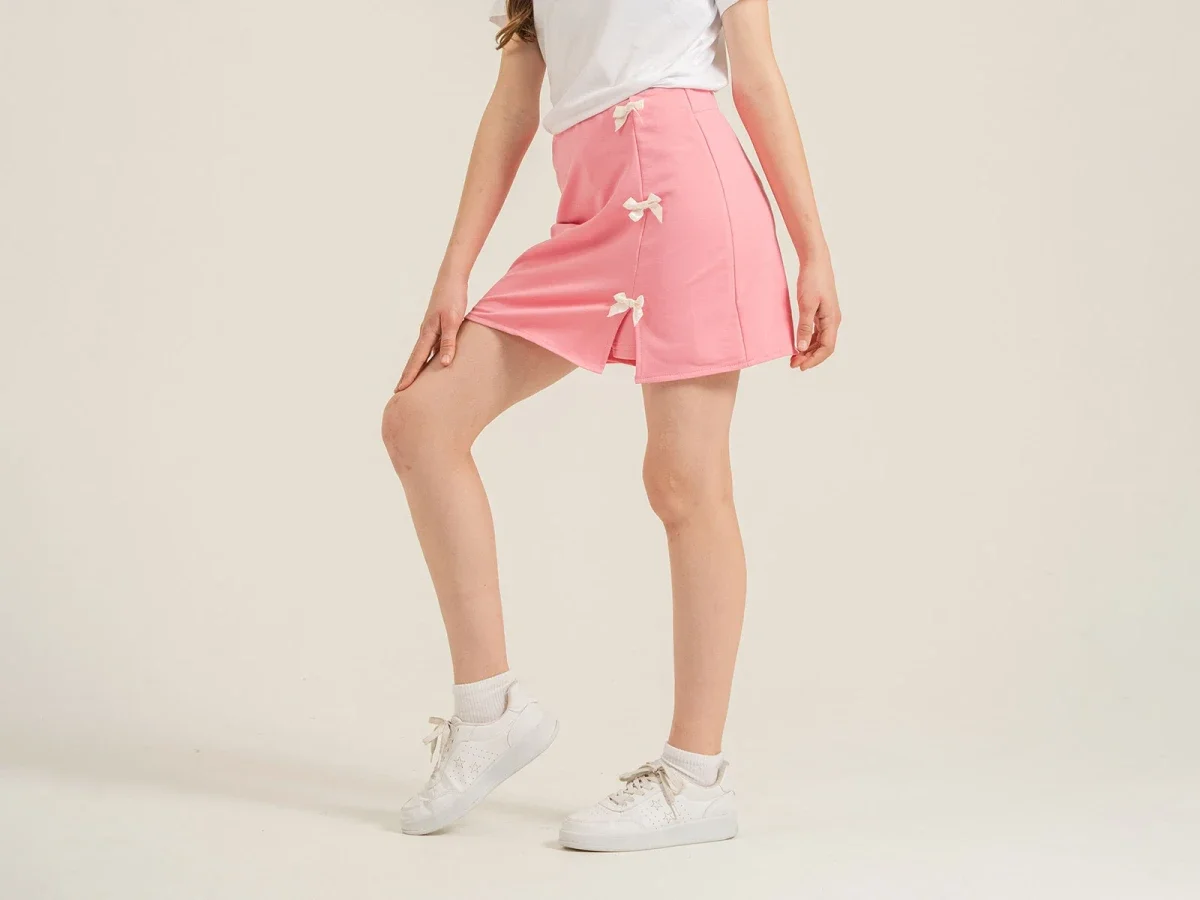 Bow Detail Girls' Skort - Nickel - by Peralane