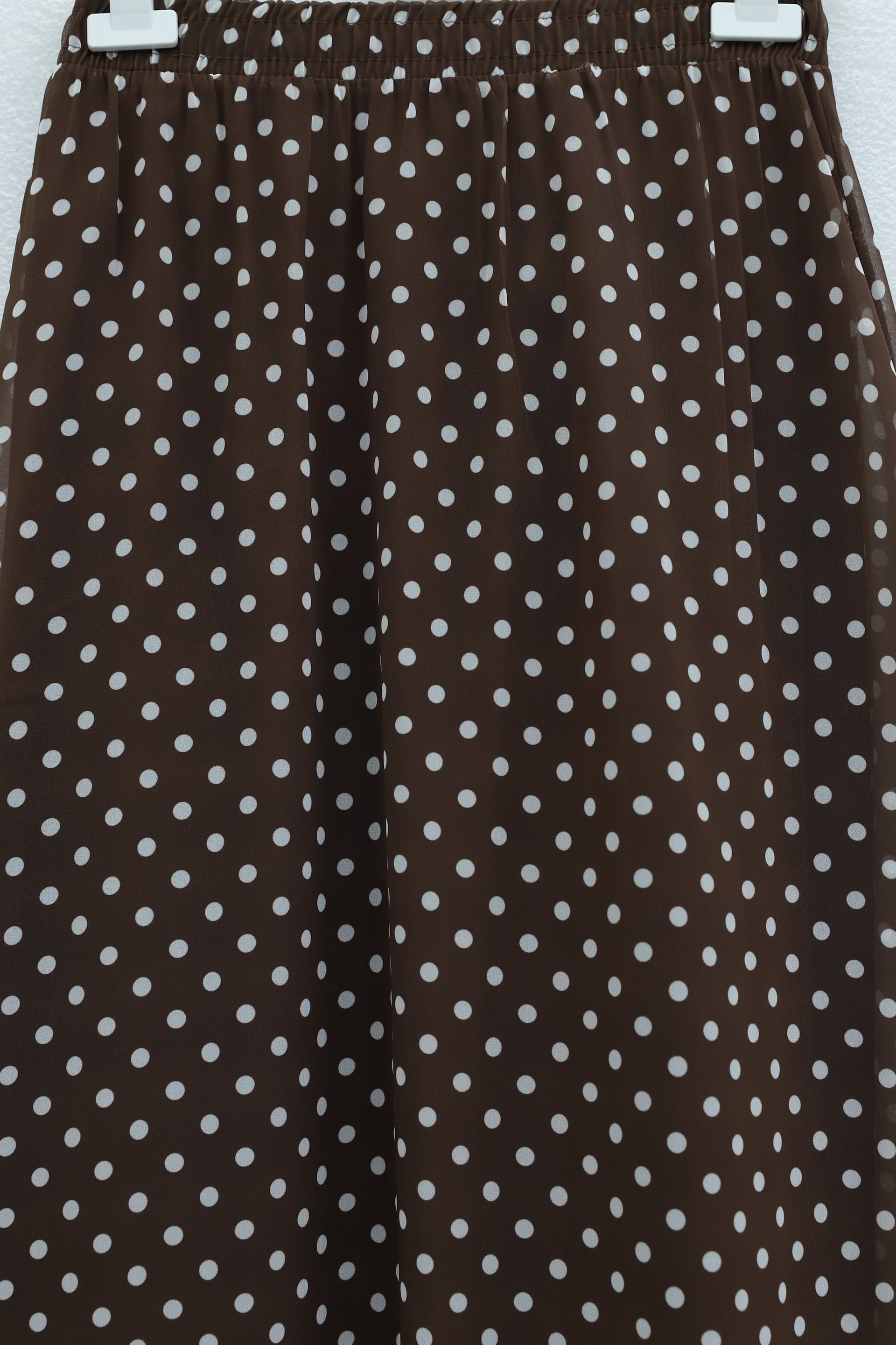 Polka Dot Elasticated Waist Lined Chiffon Skirt - Brown - Podyumplus - by Peralane - photo 4