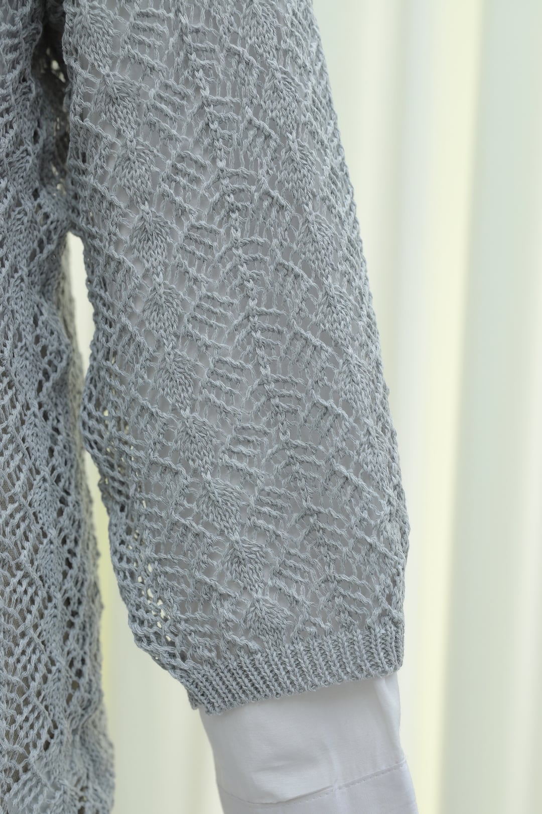 Half Sleeve Openwork Short Cardigan - Light Grey - Podyumplus - by Peralane - photo 7