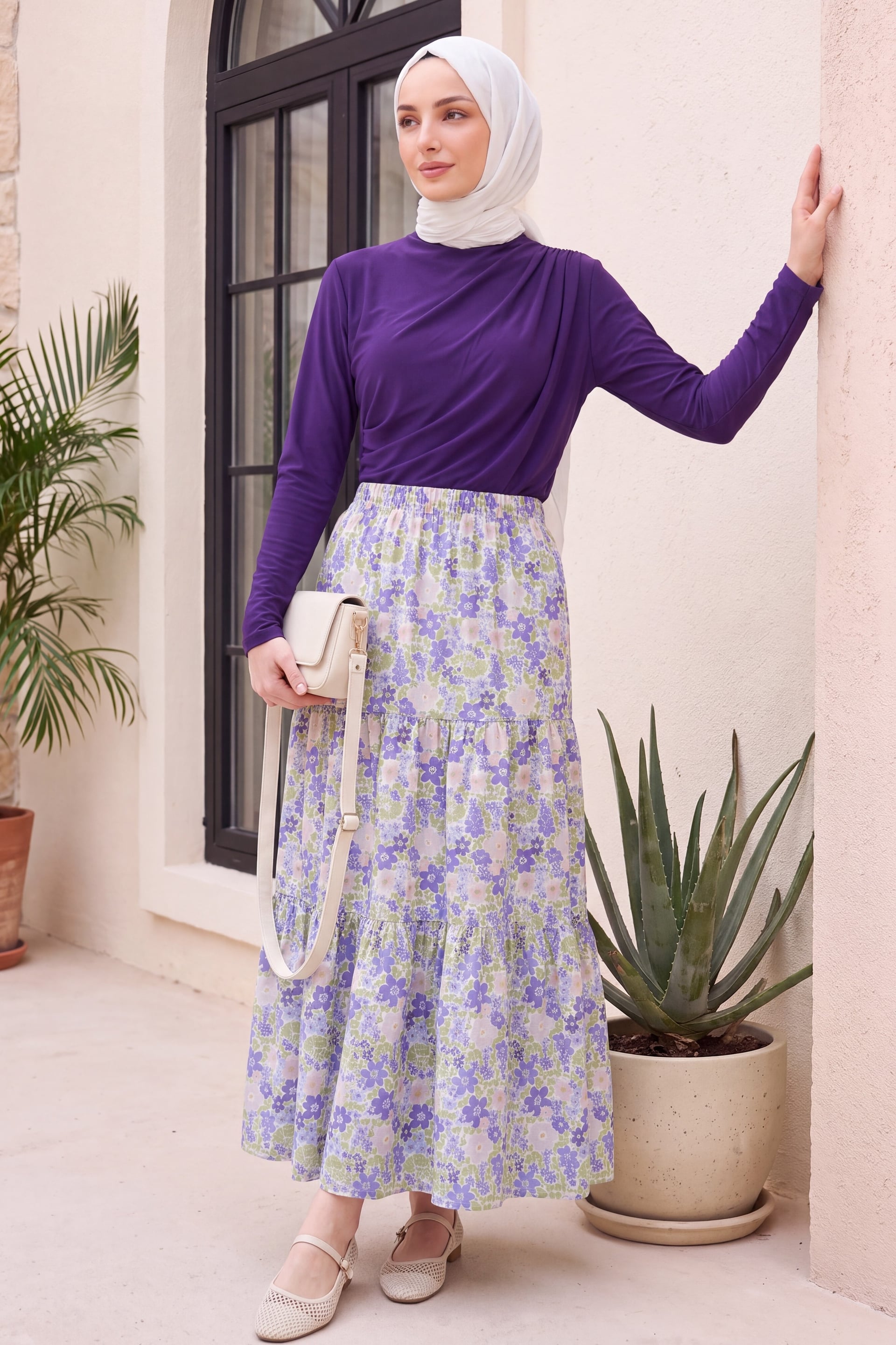 Half Turtleneck Draped Sandy Blouse - Purple - Podyumplus - by Peralane - photo 4