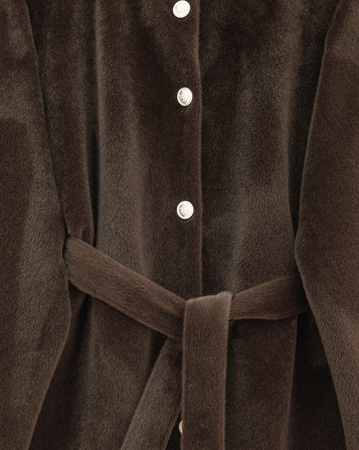 Buttoned Belted Faux Fur Jacket - Earth - Podyumplus - by Peralane - photo 5