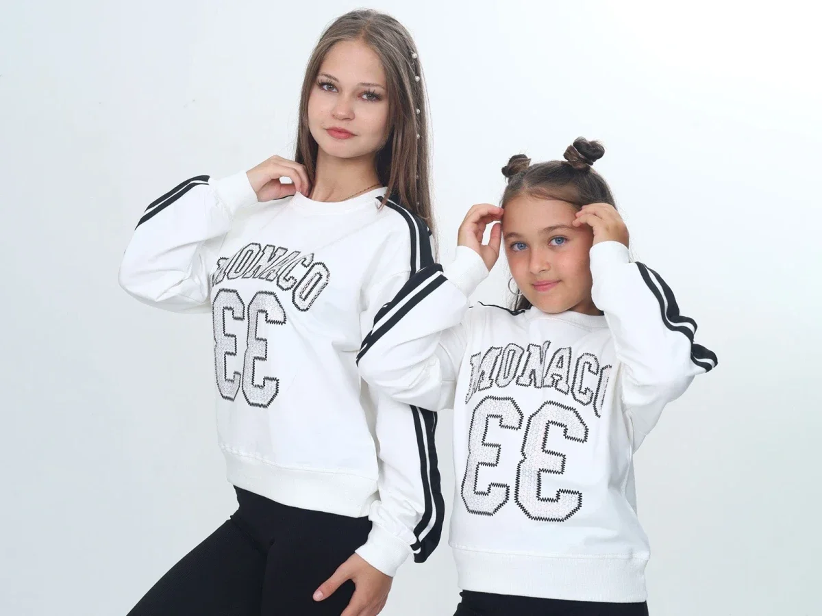 Monaco Print Girls' Sweatshirt - White - Vizviz - by Peralane