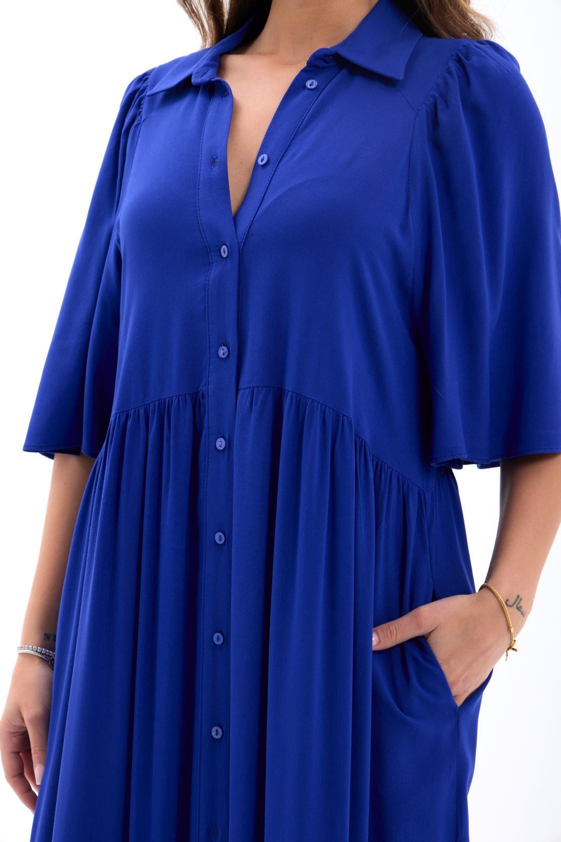 Sax Blue Flutter Sleeve Tiered Dress - Fame - by Peralane - photo 3