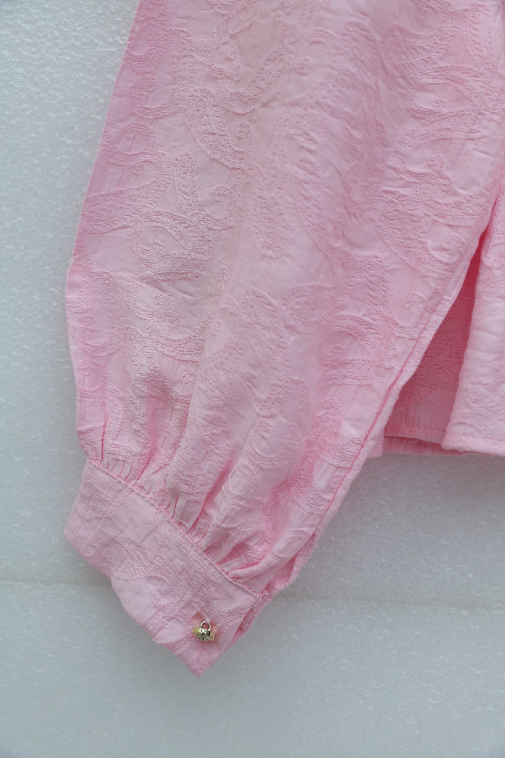 Pink Jacquard Modest Set with Stone Button Detail and Tie Waist - Podyumplus - by Peralane - photo 4