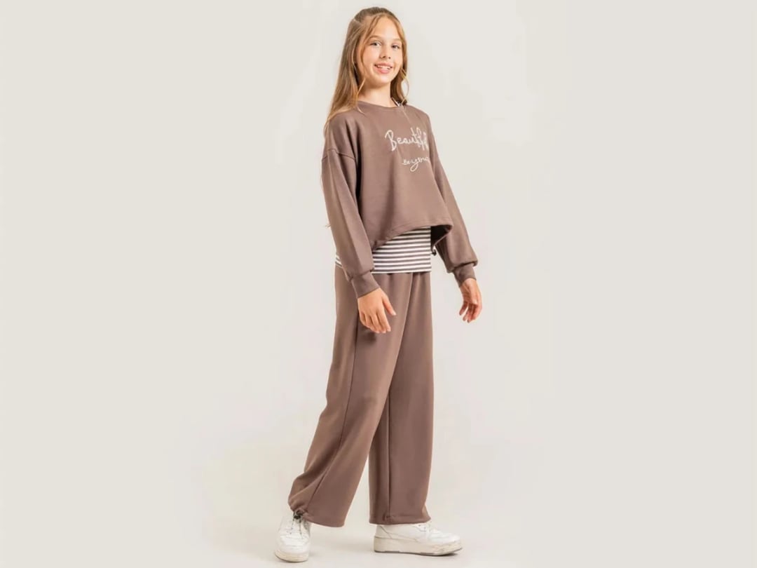 Beautiful Printed Crop Three-Piece Girls' Set - ÖZ Bebe - by Peralane