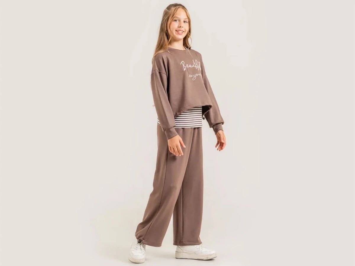 Beautiful Printed Crop Three-Piece Girls' Set - ÖZ Bebe - by Peralane
