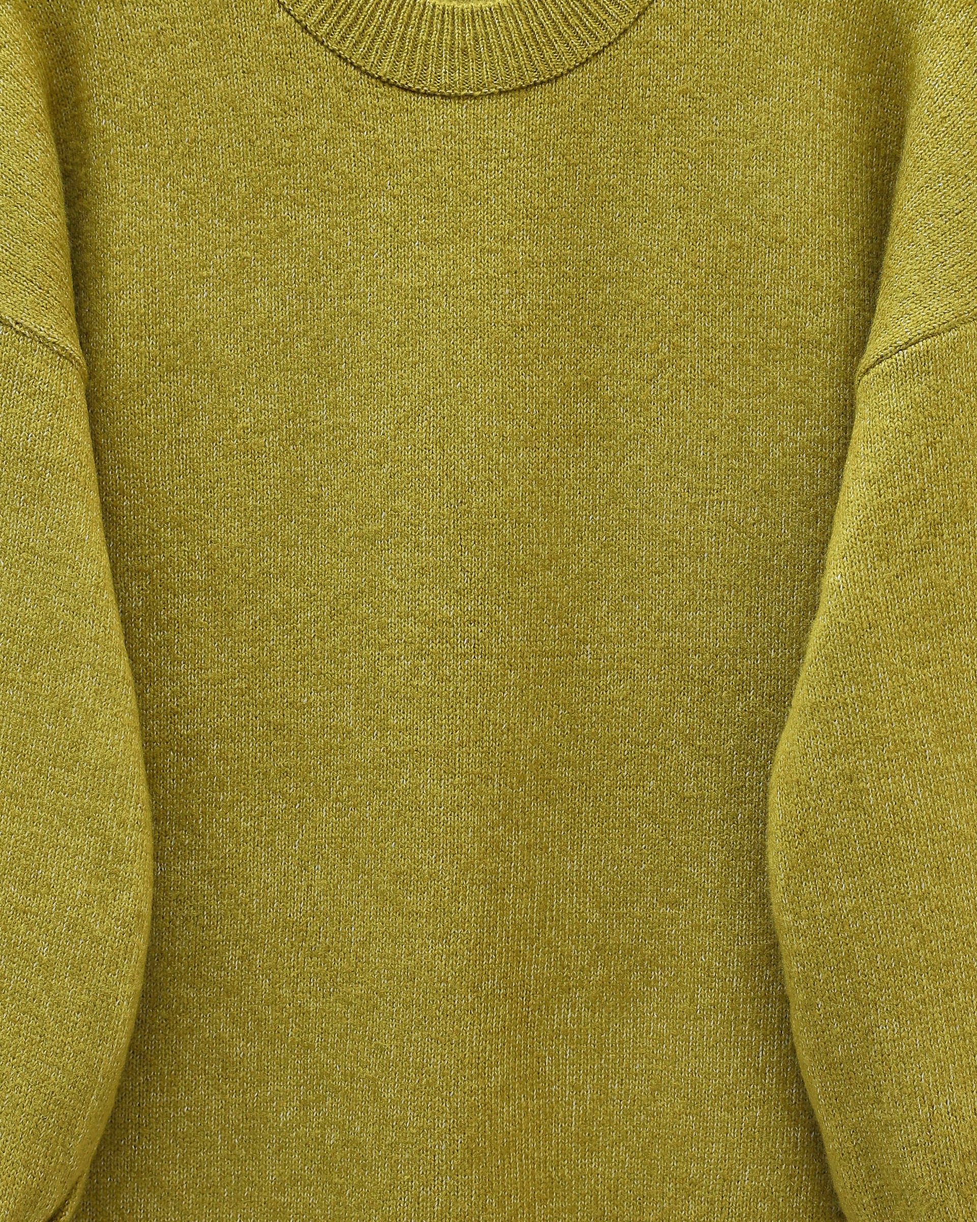Olive Green Round Neck Knit Sweater with Floral Embroidered Sleeves - Podyumplus - by Peralane - photo 3