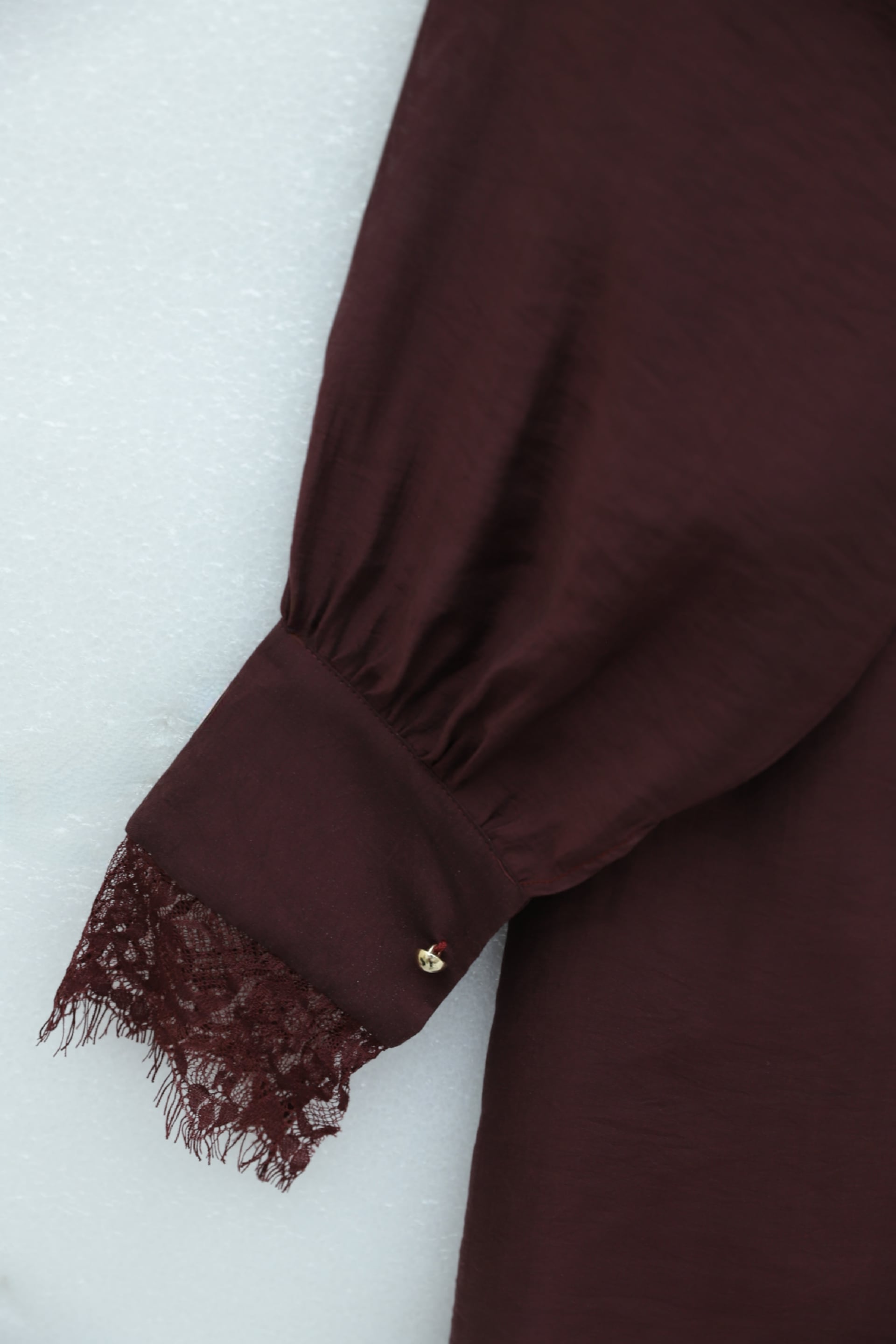 Lace Detail Cape Belted Lined Imported Ibiza Dress - Dark Burgundy - Podyumplus - by Peralane - photo 8