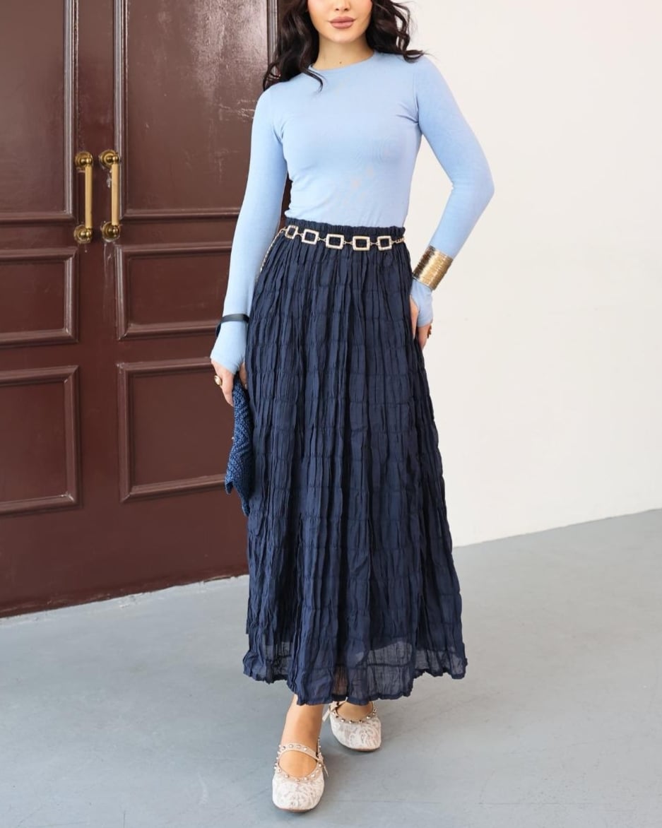 Lined Smocked Modal Skirt - Navy - Podyumplus - by Peralane - photo 4