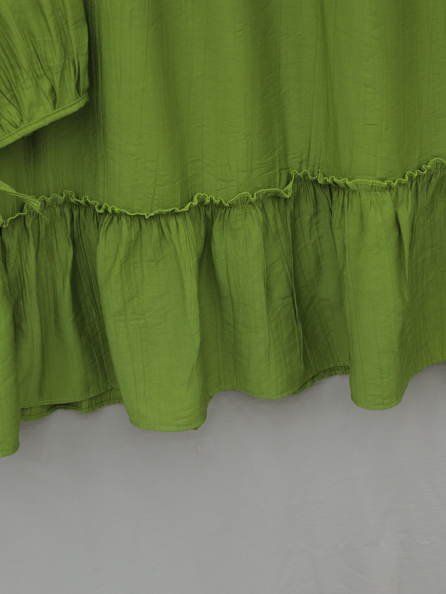 V-Neck Tie-Sleeve Top and Buttoned Skirt Modest Set in Olive Green - Podyumplus - by Peralane - photo 7