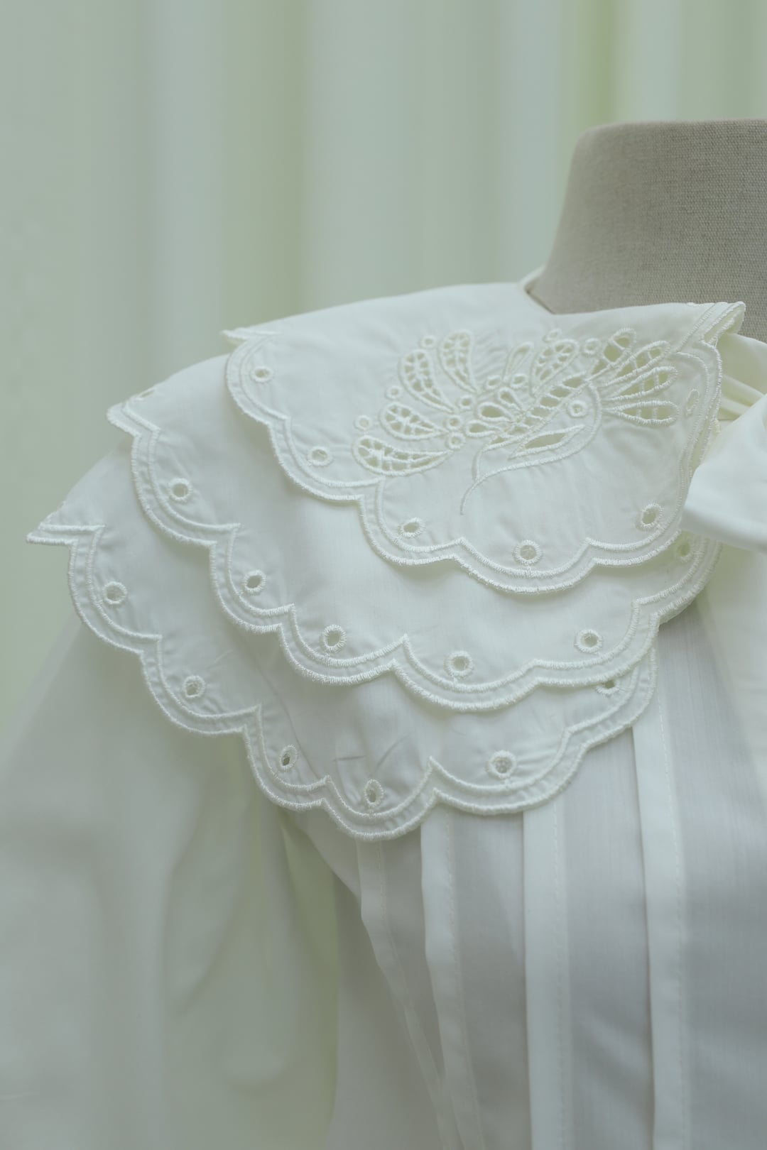 Wide Collar Tie-Front Sleeve Elastic Lined Poplin Set - White - Podyumplus - by Peralane - photo 6