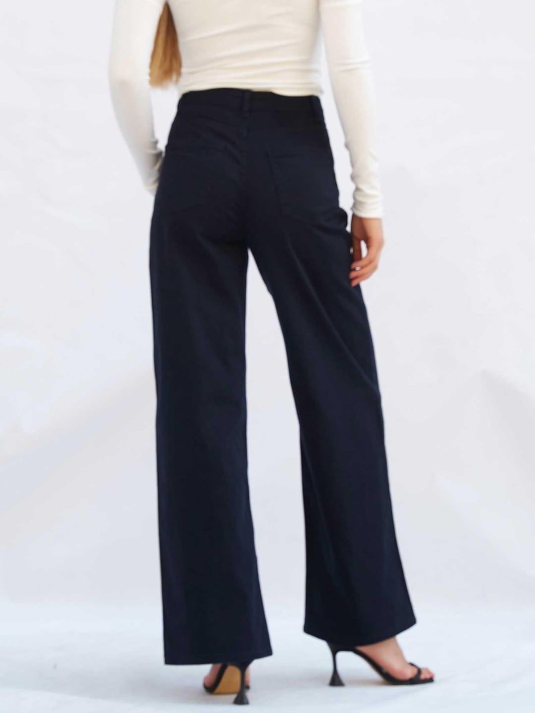 Navy Blue 5-Pocket Palazzo Trousers - Lefon - by Peralane - photo 8