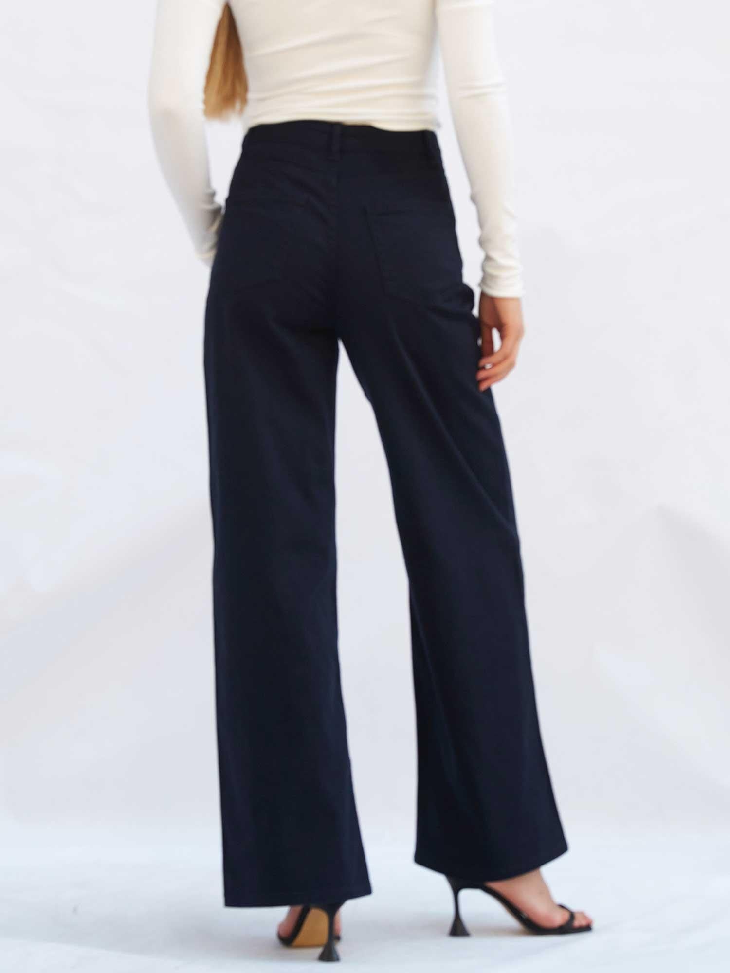 Navy Blue 5-Pocket Palazzo Trousers - Lefon - by Peralane - photo 8