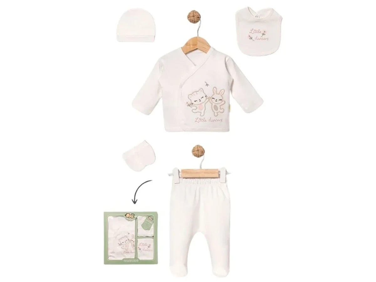 Kitten Embroidered 5-Piece Hospital Exit Set for Baby Girls - Baby Zuhu - by Peralane