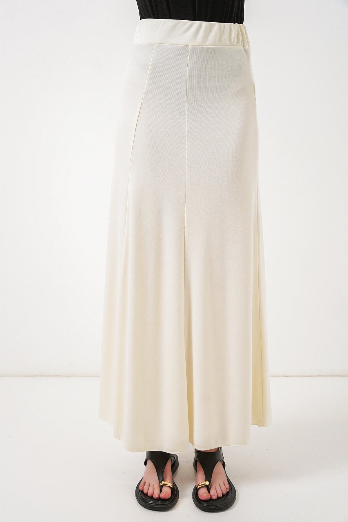 Women's Knitted Long Skirt 8073 - Ecru - Bigdart - by Peralane