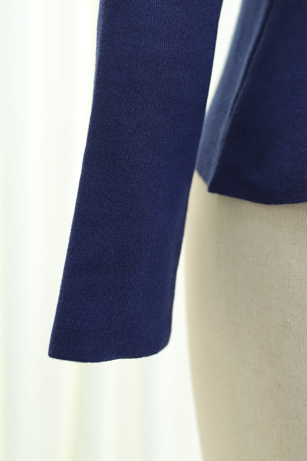 Navy Blue Ruffled Placket Buttoned Stand-Collar Knit Cardigan - Podyumplus - by Peralane - photo 7
