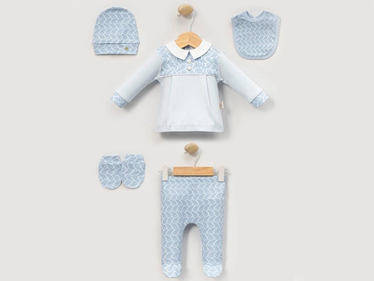Boys' Newborn Hospital Exit Set with Paisley Print - 5 Pieces - Cayzen - by Peralane