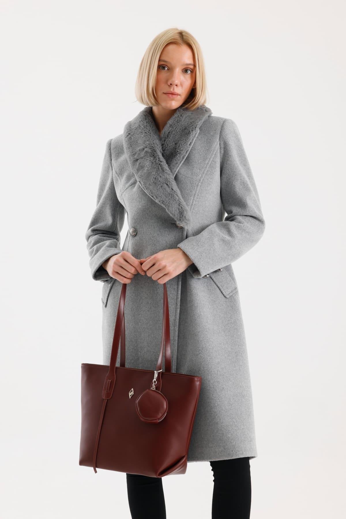 Veronika Burgundy Soft Faux Leather Women's Shoulder Bag - Aron Atelier - by Peralane - photo 2