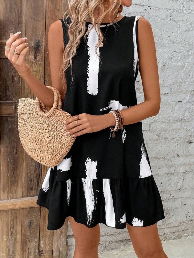 Women's Sleeveless Round Neck Back Bow Suprem Short Dress - Janes - by Peralane - photo 2