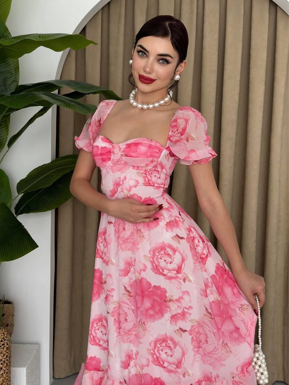 Floral Print Poplin Dress with Puff Sleeves - Etika - by Peralane - photo 4