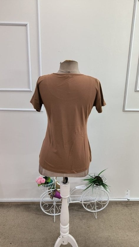 Women's Short-Sleeve Round Neck Two-Tone Viscose Blouse - Janes - by Peralane - photo 6