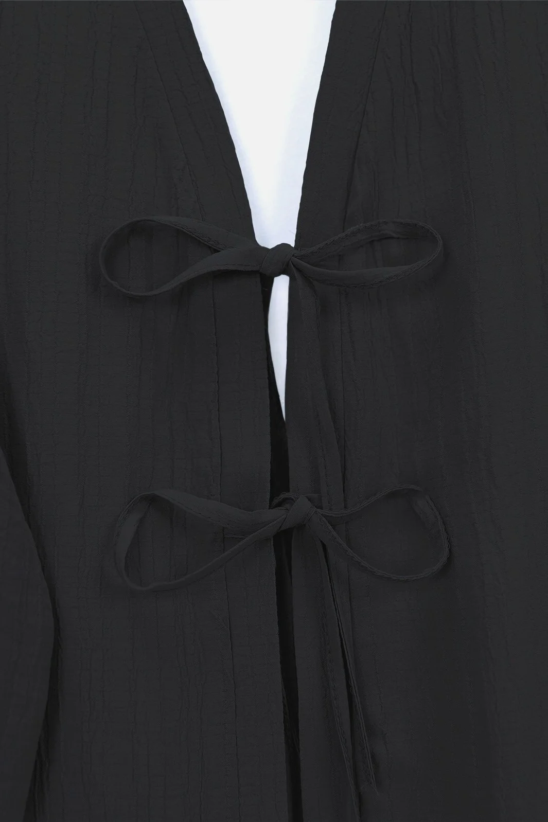 Black Crinkle Modest Set with Double Tie Jacket and Wide-Leg Trousers - Podyumplus - by Peralane - photo 5