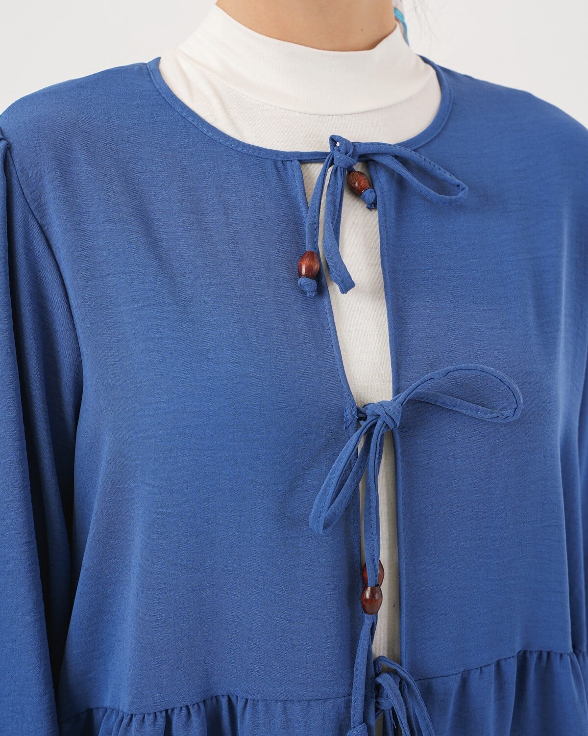Women's Tie-Front Tunic and Wide-Leg Trousers Two-Piece Set - Indigo - Bigdart - by Peralane - photo 4