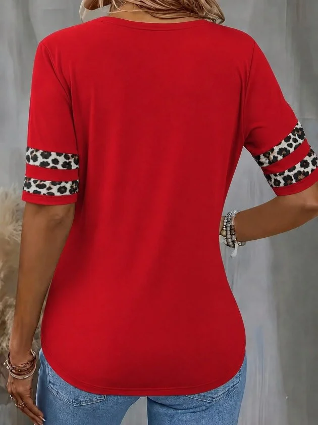Women's Short-Sleeve V-Neck Leopard Print Viscose Blouse - Janes - by Peralane - photo 3