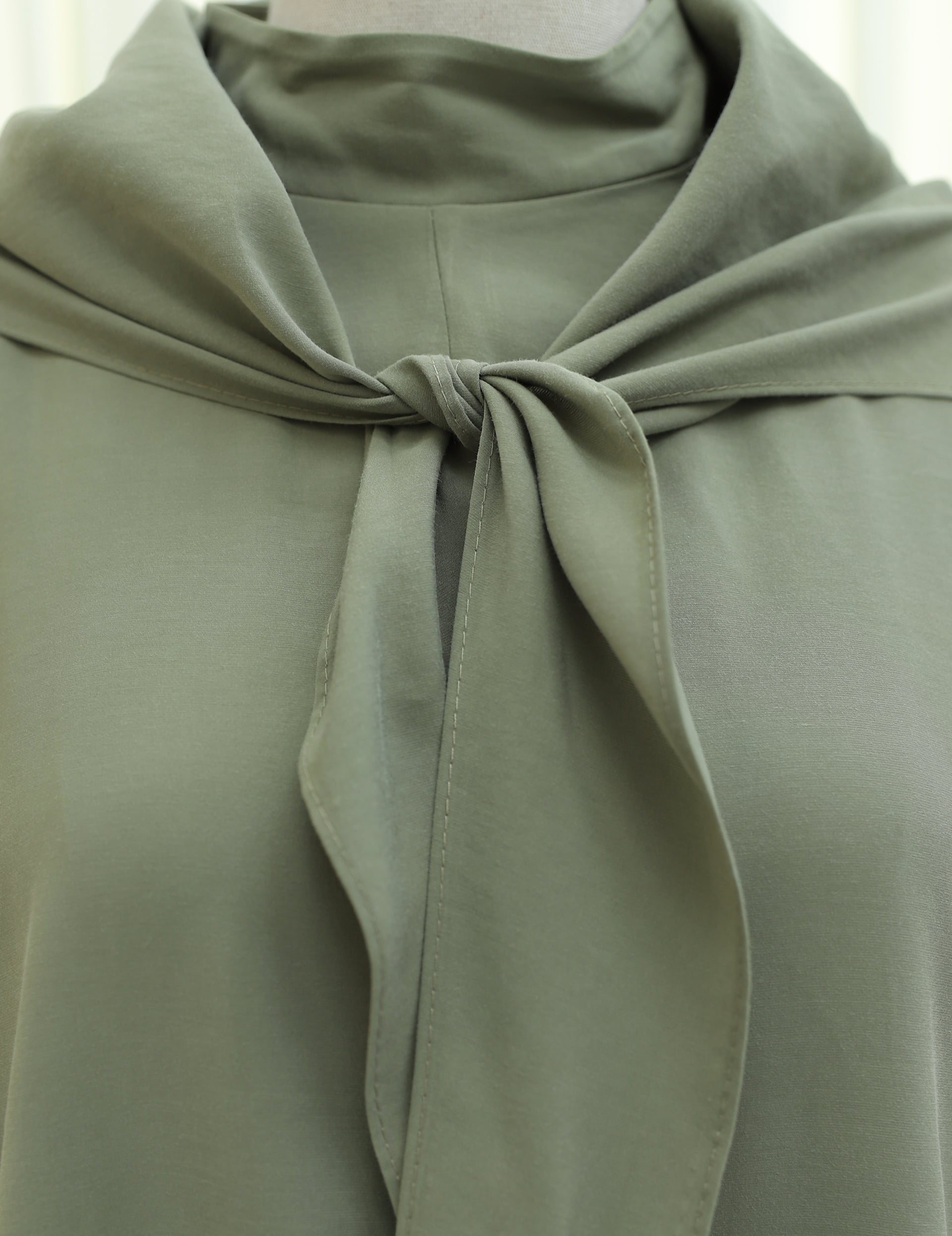 Modal Set with Scarf Detail, Deep Slit Pants and Pockets - Khaki - Podyumplus - by Peralane - photo 7