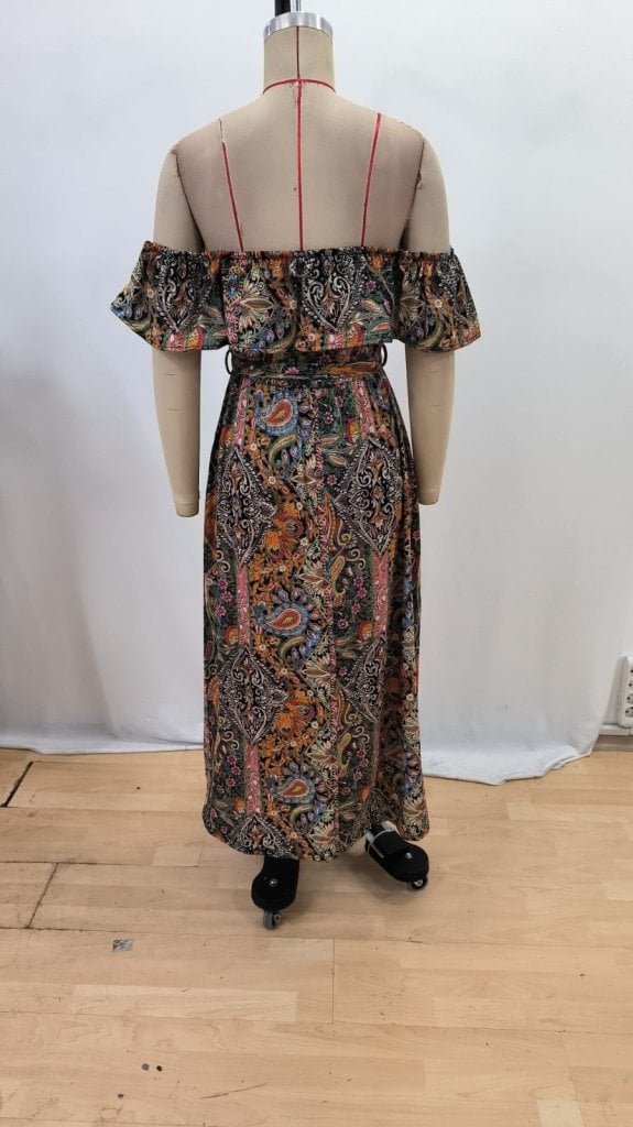 Women's Off-Shoulder Maxi Dress with Floral Print and Slit - Janes - by Peralane - photo 6