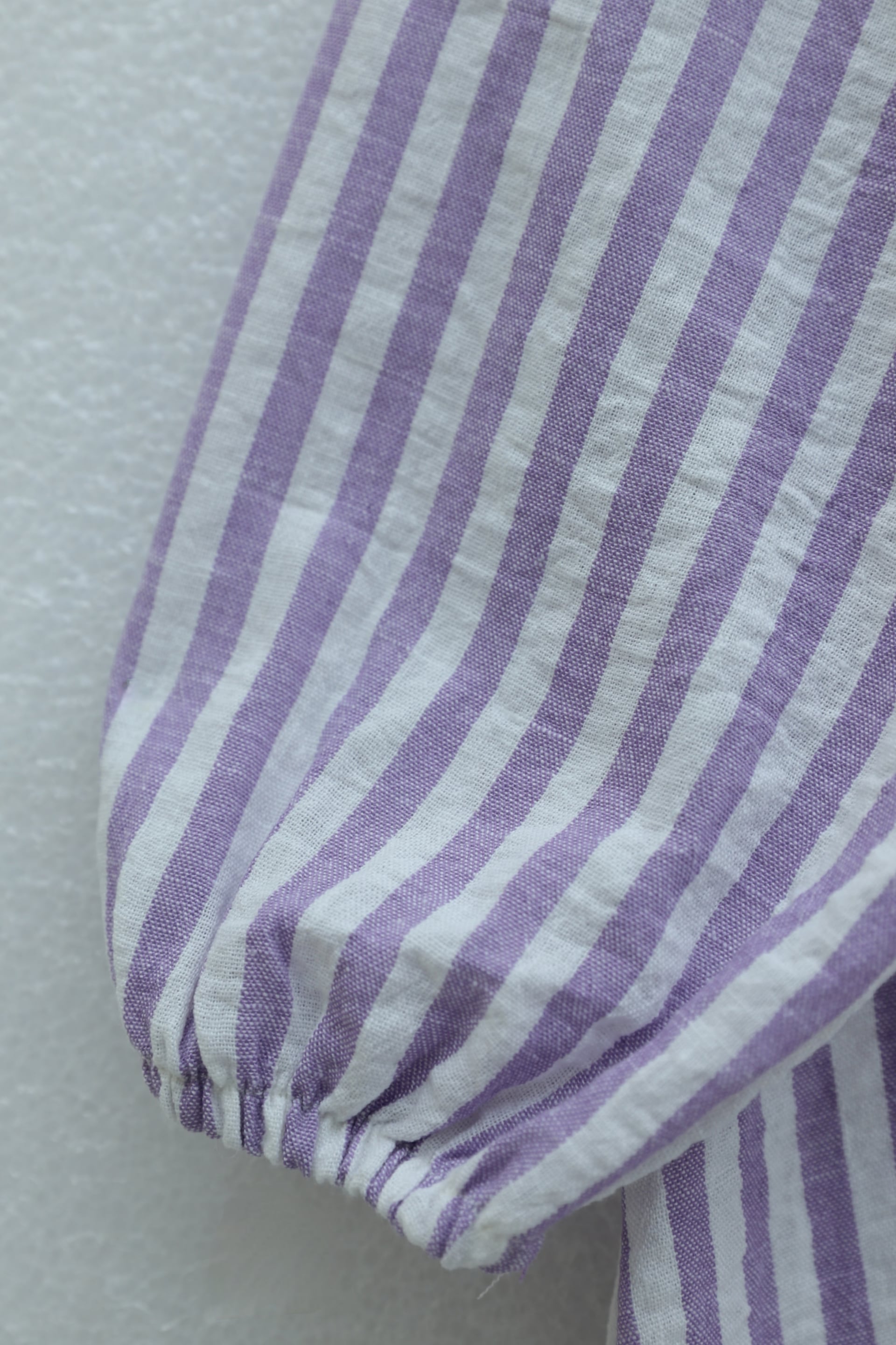 Striped Linen Dress with Shirt Collar and Side Tie - Lilac - Podyumplus - by Peralane - photo 5
