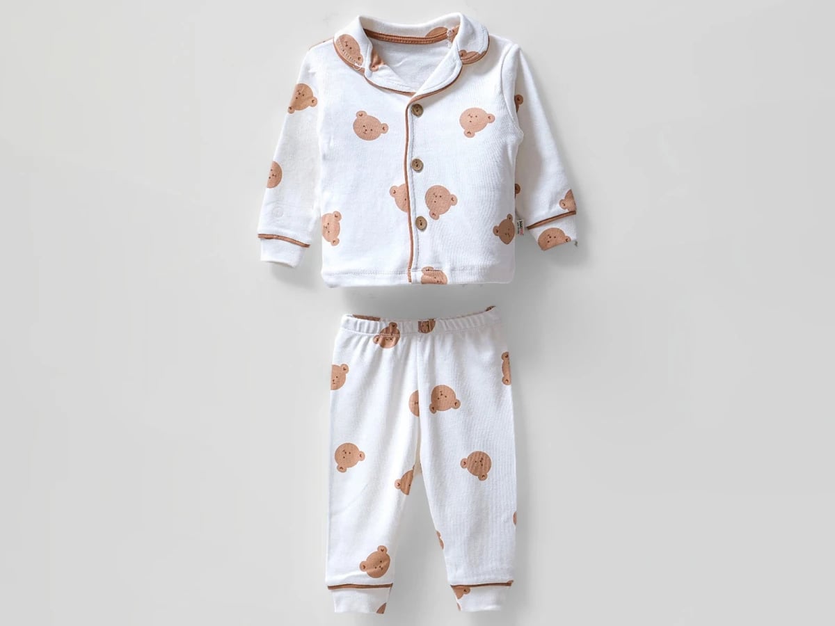 Brown Teddy Bear Print Boys' Pajama Set - Dolas - by Peralane