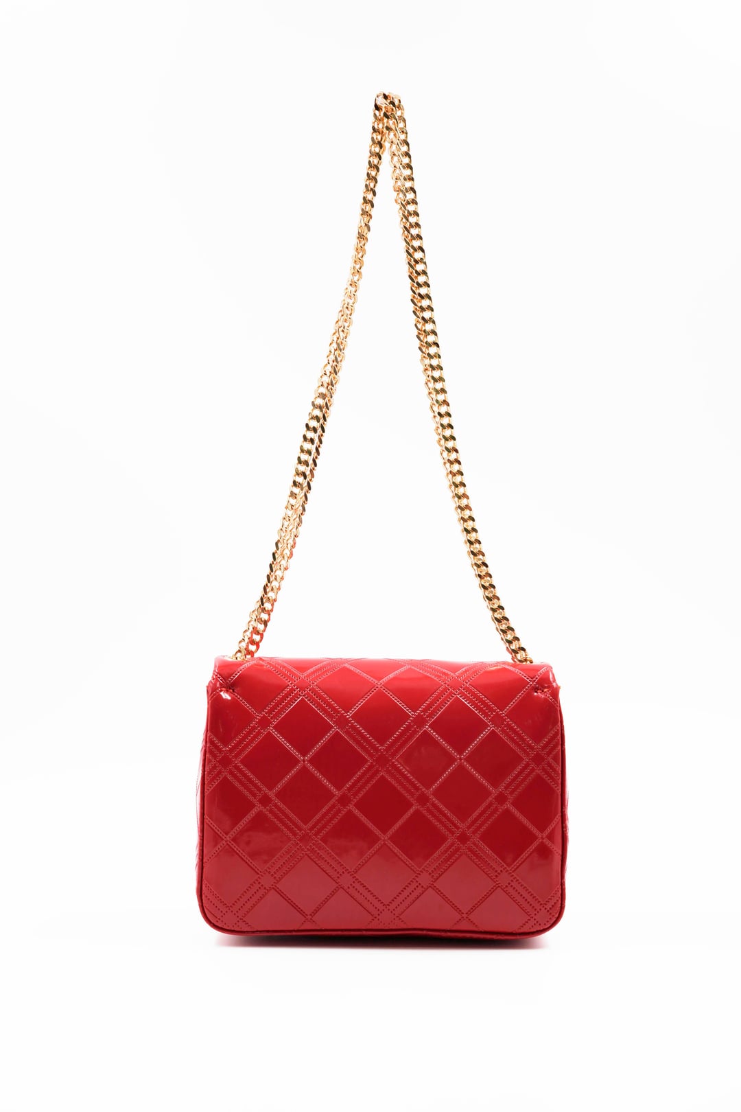 Women's Red Patent Leather Chain Detail Shoulder Bag - Aron Atelier - by Peralane - photo 4