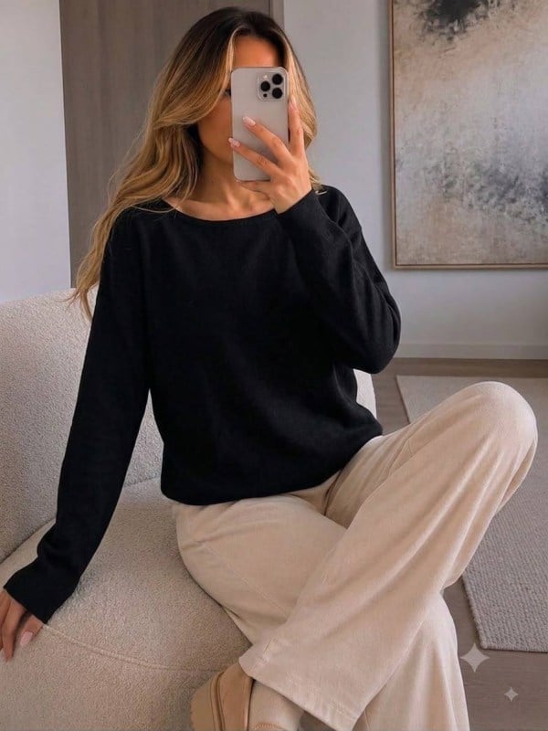 Soft Asymmetric Neck Knit Sweater for Women - My Bee - by Peralane - photo 5