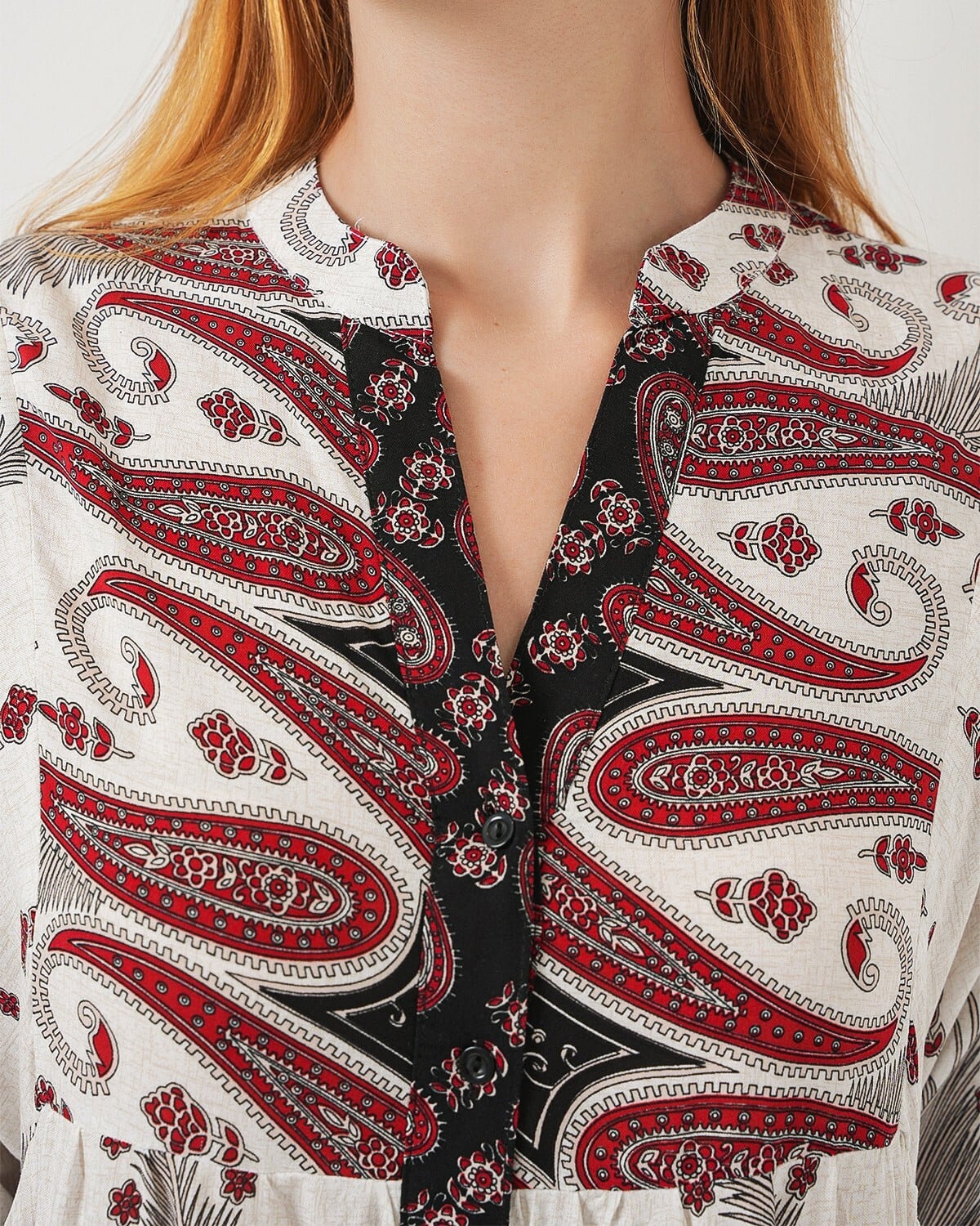 Women's Patterned Long Modest Dress 2585 - Red - Bigdart - by Peralane - photo 7