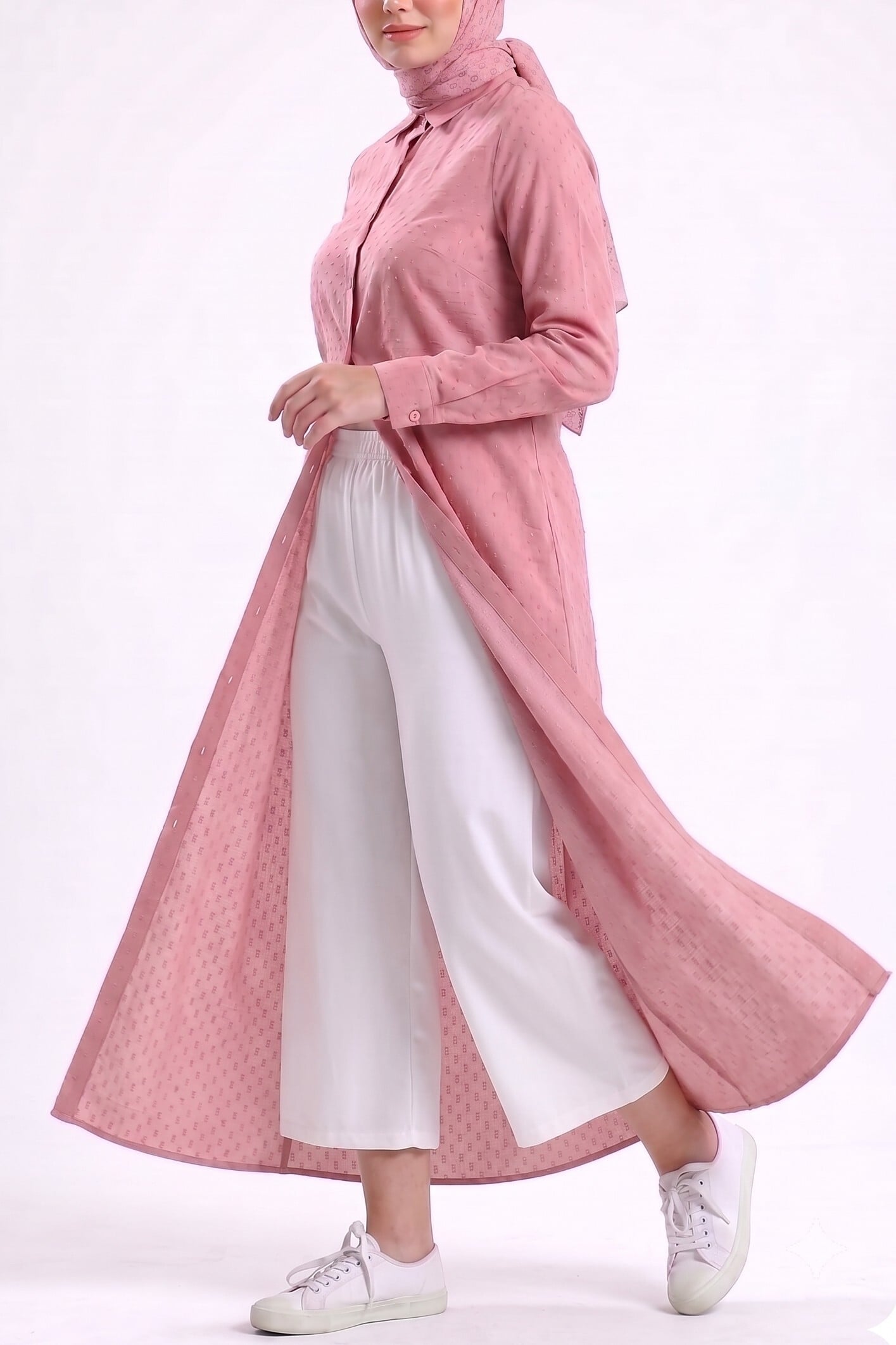 White Wide-Leg Elasticated Waist Trousers - Podyumplus - by Peralane - photo 2