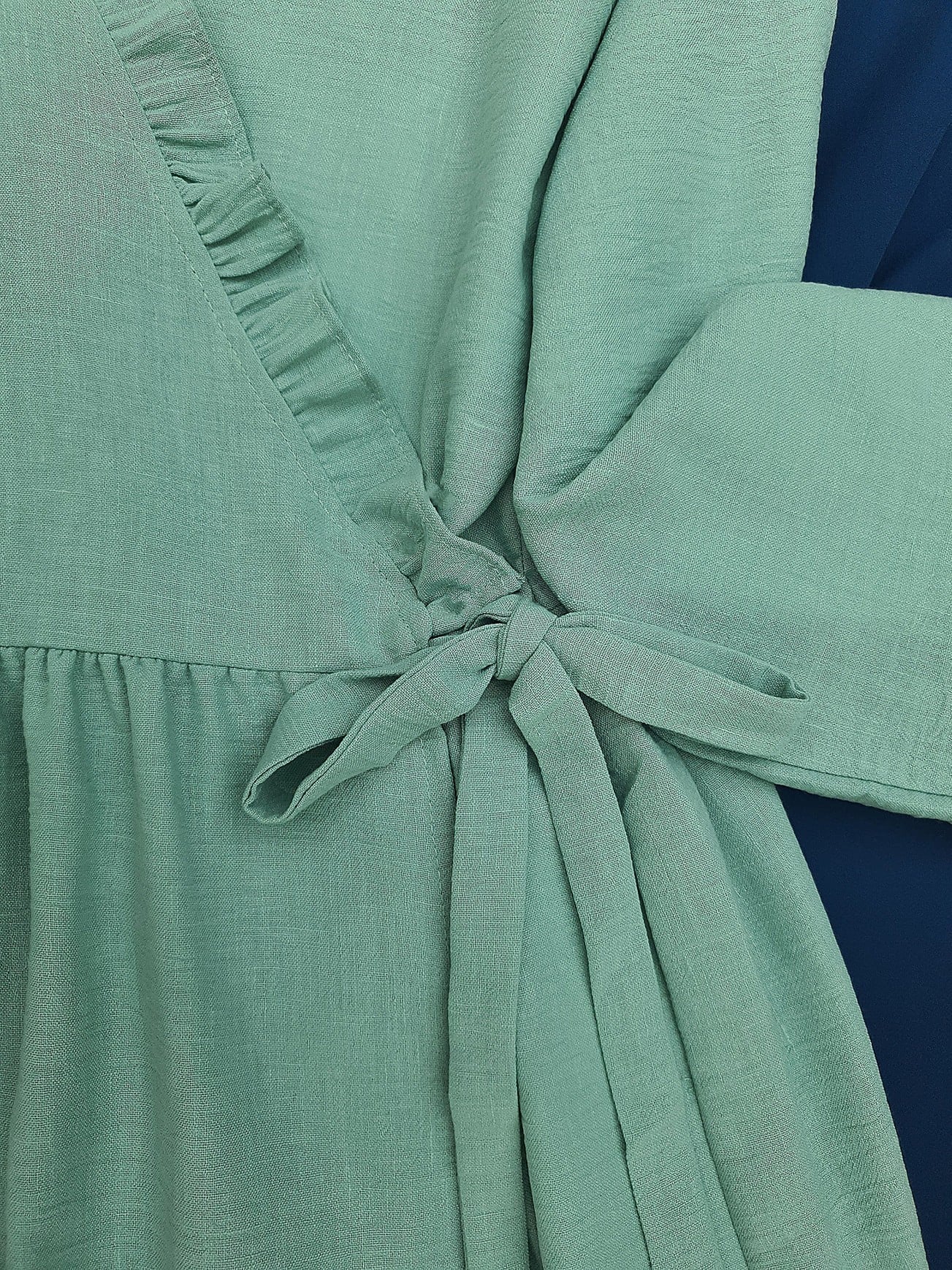 Mint Green Wrap-Front Tunic and Navy Trousers Co-ord Set - Podyumplus - by Peralane - photo 2