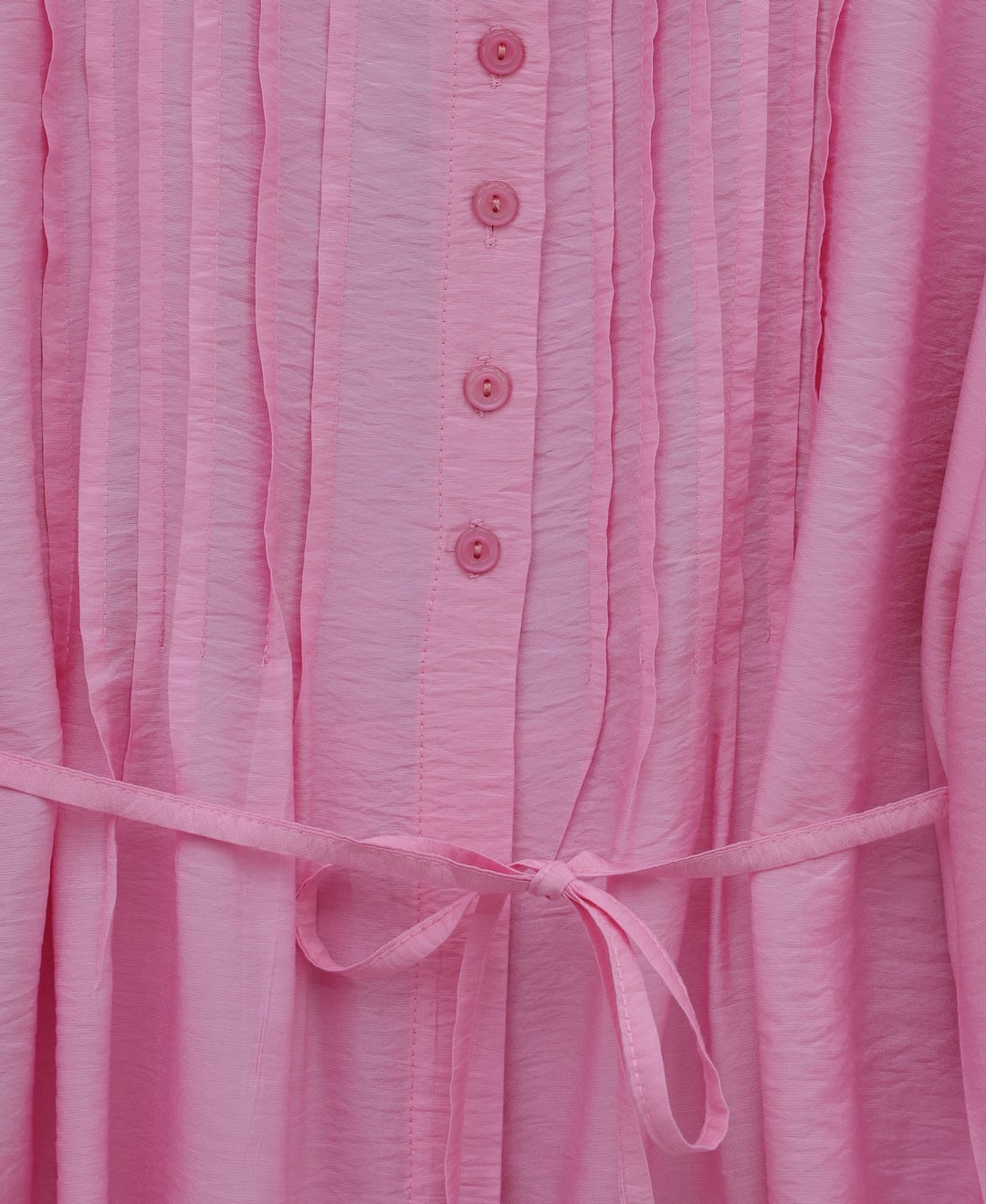 Pink Strawberry Print Pleated Blouse with Tie Belt - Podyumplus - by Peralane - photo 6