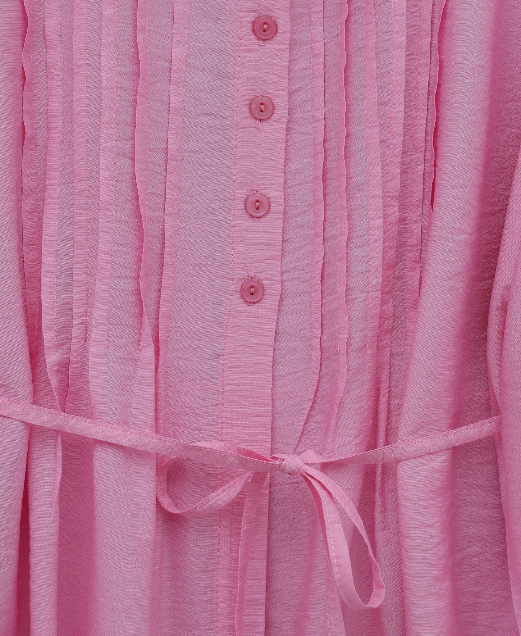 Pink Strawberry Print Pleated Blouse with Tie Belt - Podyumplus - by Peralane - photo 6