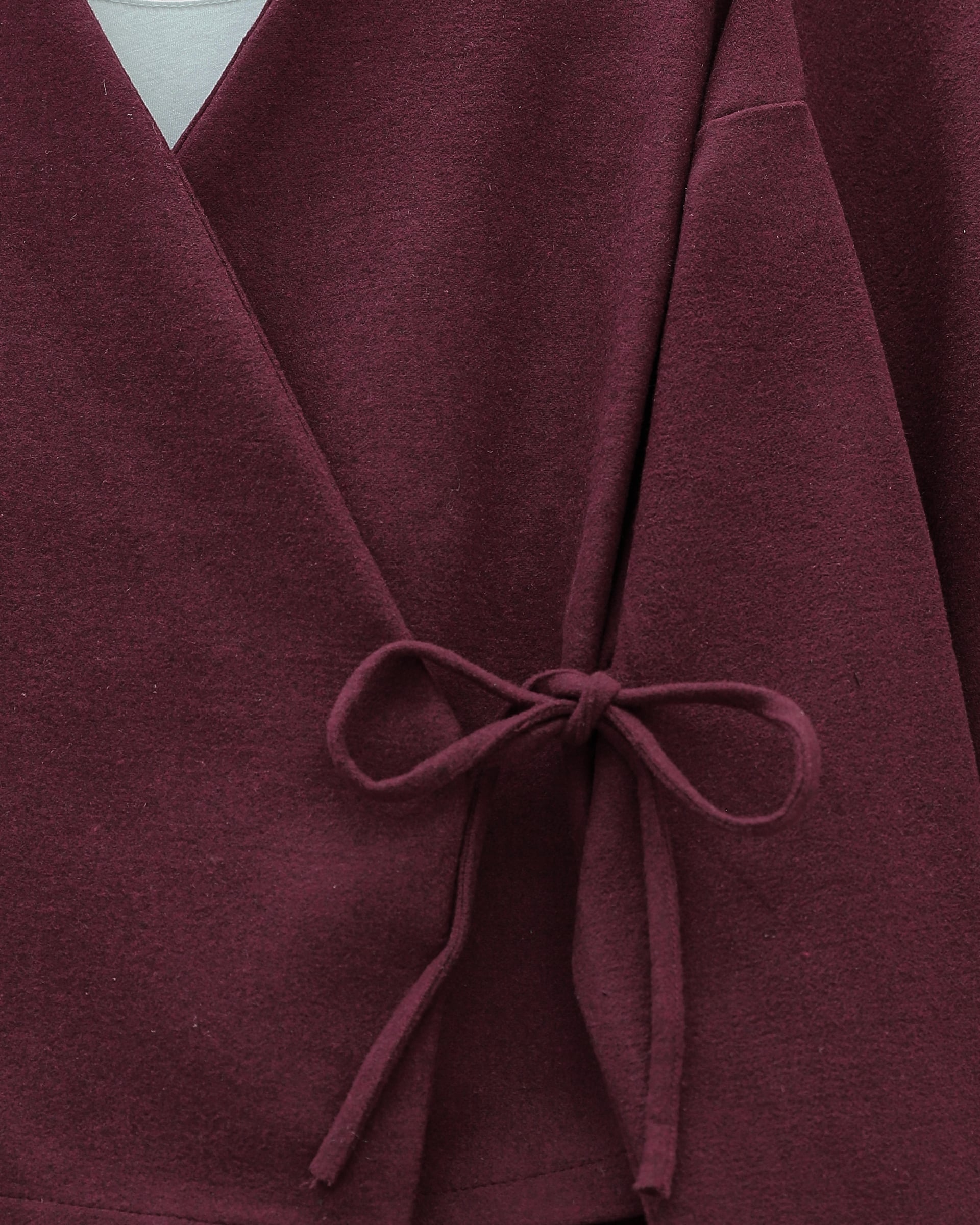 Burgundy Wrap-Front Skirted Kimono Set - Podyumplus - by Peralane - photo 5