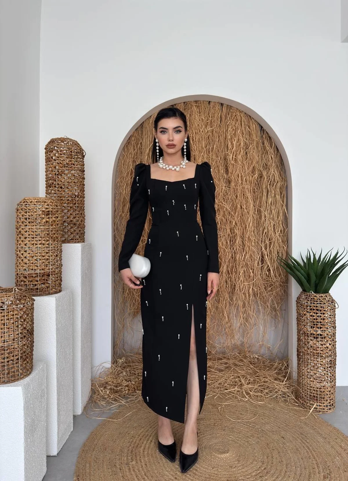 Boe Pearl Detail Dress ETK-00755 Black - Etika - by Peralane - photo 8