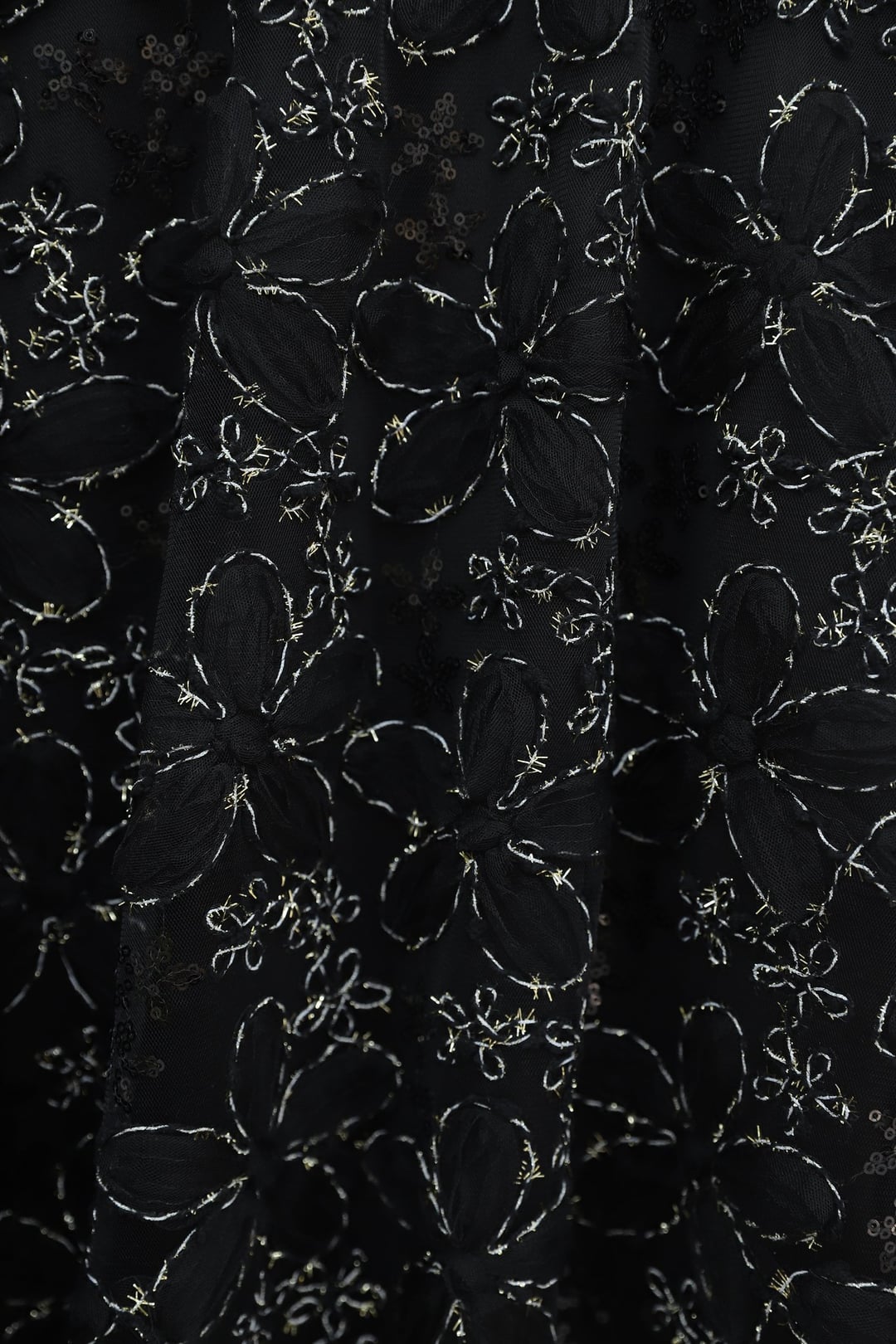 Black Lace Overlay A-Line Skirt with Gold Floral Pattern - Podyumplus - by Peralane - photo 11