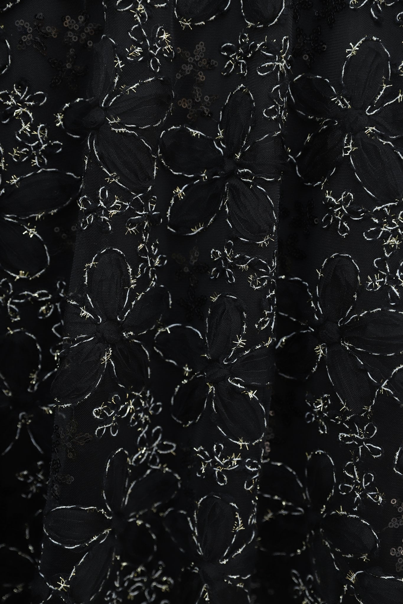 Black Lace Overlay A-Line Skirt with Gold Floral Pattern - Podyumplus - by Peralane - photo 11