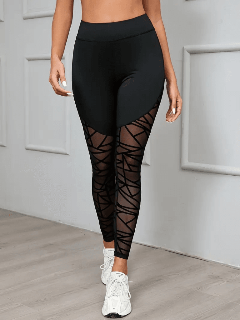 Women's High-Waisted Geometric Mesh Pattern Leggings - Janes - by Peralane - photo 5